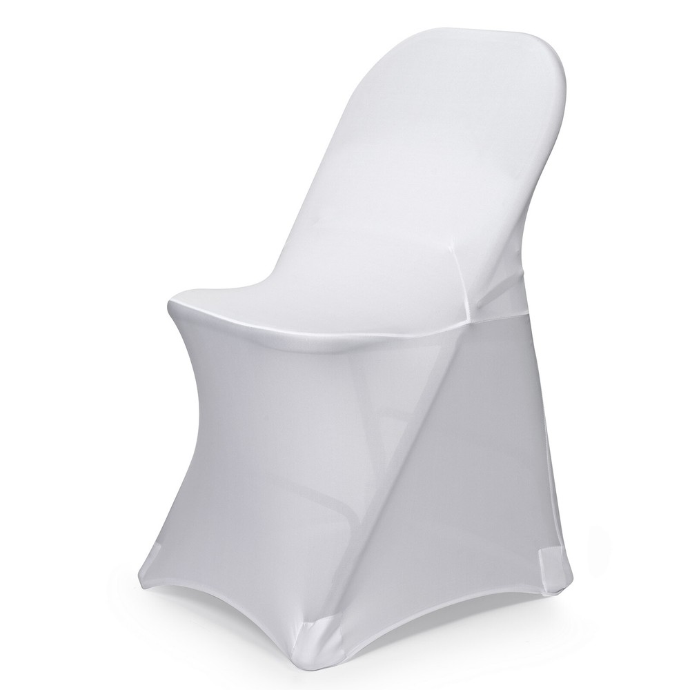 10pc Spandex Folding Chair Cover Banquet – Fitted Slipcover – White