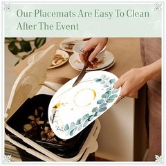 48 PCS Paper Placemats, Disposable Round Table Mats Greenery Eucalyptus Leaves