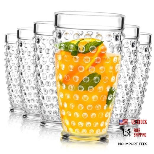 Yomarkrt 19OZ Highball Plastic Drinking Glasses – Set of 6 Clear Water