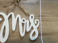 Mr & Mrs sign for wedding chairs White Cursive Burlap