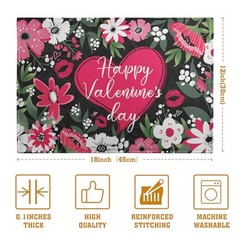 Happy Valentine’s Day Placemats Set of 4 Valentine 18x12inch Flowers Heart