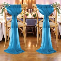 MDS Pack of 50 Chiffon Chair Sashes Bows for Wedding Events 50 pcs Dark Teal