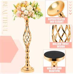 Elegant Gold Tall Flower Vase Candle Holders – 20 Pcs Wedding Centerpieces