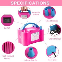 Balloon Pump Electric, 110V-120V Portable Dual Nozzle Balloon Blower with