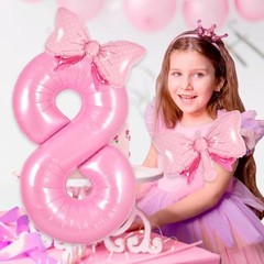 Pink Bow Birthday Decorations 21 12 Balloon Numbers for Girls Women, Number 21
