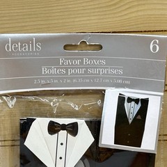Details Accessories Wedding Favor Boxes Groom Tuxedo Suit Black White Pkg of 6