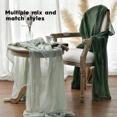 Artoid Mode Boho Cheesecloth Gauze Forest Green Wedding Table Runner, 120 Inc…