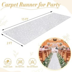 Silver Carpet Aisle Runner for Wedding Ceremony 2 ft x15 ft Sparkly Sequin We…