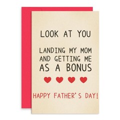 Funny Step Dad Fathers Day Card, Humor Bonus Father’s Day Card Gifts for Dad …