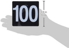 1-100 Double Side Plastic Table Numbers, 4″ x 4″ Inch, Light Grey on Black