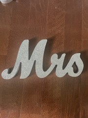 Silver Glitter Mr & Mrs Wedding Table Sign Set, Freestanding Letters (3pc)