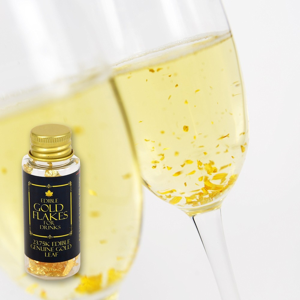 Edible Genuine Gold Leaf Flakes for Drinks and Food Safe and Luxurious 6 Pack