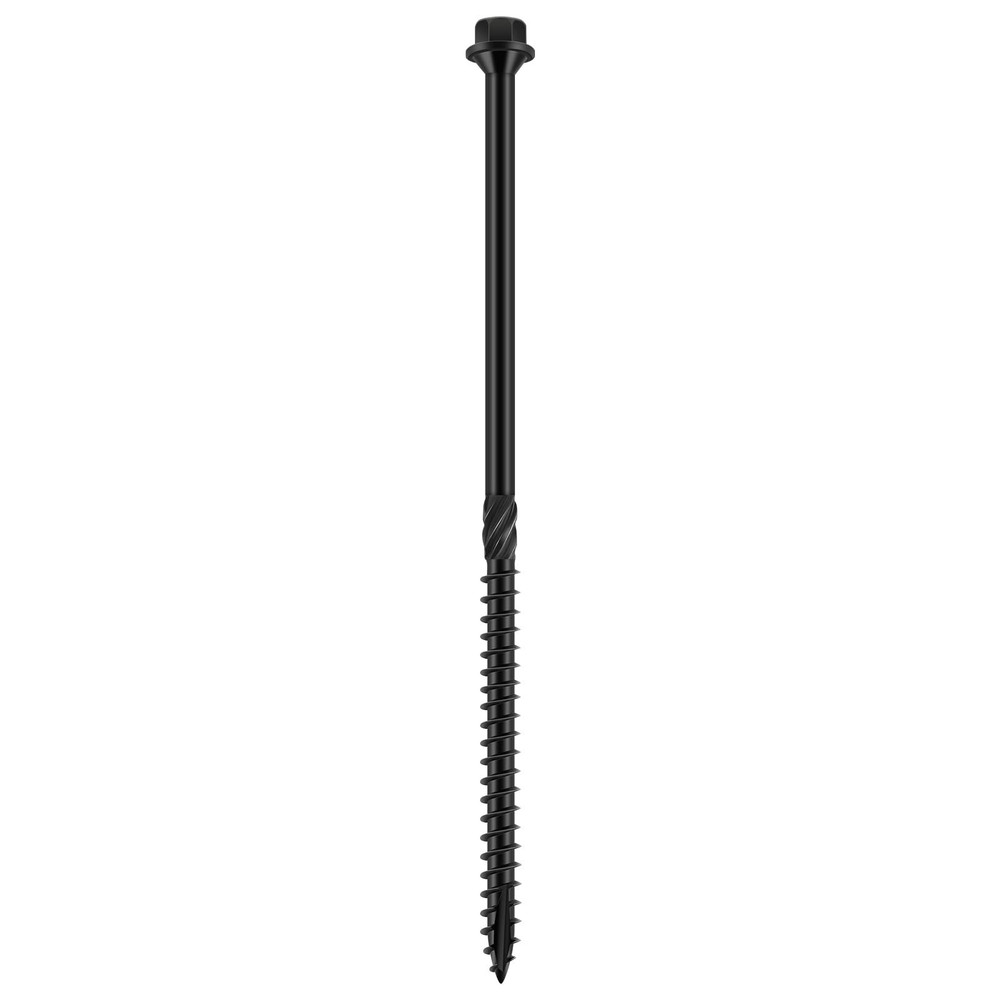6 inch Hex Exterior Structural Wood Lag Screws (50 Pack), 1/4» x 6» Black O…