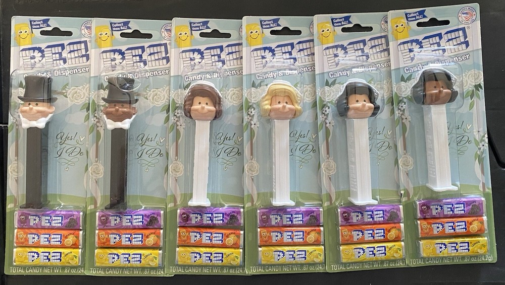 New PEZ Bride & Groom “Yes I Do”Dispensers Set 6👇Read Description/Shipping👇