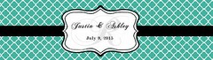 100 Teal Pattern Monogram Wedding Water Bottle Labels Engagement Bridal 8″x2″