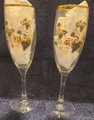 Rawcliffe Champagne Flutes with Pewter Grapes with Gold Vines/Leaves