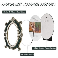 Vintage Picture Frames 4×6,Metal Vintage Photo Frame, Oval Photo 4X6 Green
