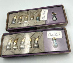 Eggplant Place Card Holders Lot 12 Gold & Silver Tone Sets of 6 Each