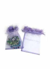 Purple 5×7 Feather Organza Drawstring Pouch | Jewelry Gift Favor Bags 12 pcs