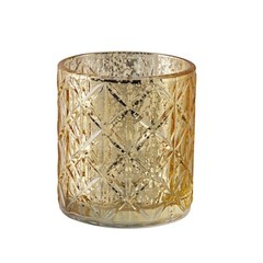 6 pcs Gold Mercury Glass Votive Candle Holders Geometric Design Wedding