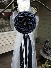 Set of 10 Navy Blue Pew Bows, Chair Bow, White Wedding Church Aisle decorations