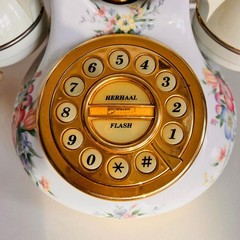 Royal Albert Porcelain Phone – Constance Pattern, Cream Floral Receiver, Figurin