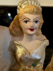 Vintage Unique 1949 Wedding Cake Topper Bride & Groom Pfeil & Holin