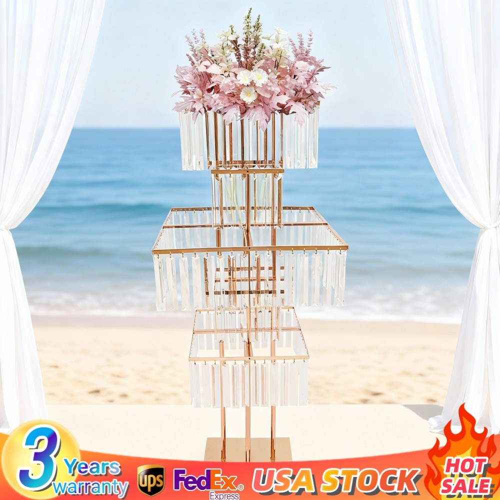 5-Tier Flower Stand Square Flower Vase Stand for Wedding Birthday Party Events