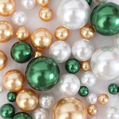 200 Assorted GREEN GOLD Faux PEARL BEADS Vase Fillers DIY Crafts Party Event