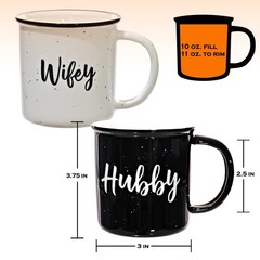 MAINEVENT Wifey Hubby Mugs Set of 2 Coffee Mug 11 Ounce, Husband Wife Gift, H…