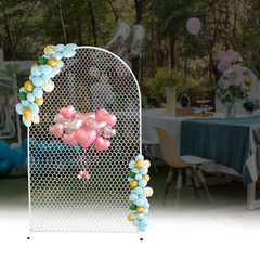 White Metal Wedding Arch Backdrop Background Mesh Wall Circle Balloon Arch Sale