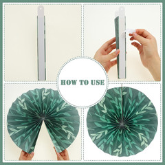 12 Pcs Sage Green Hanging Paper Fans Boho Hanging Ceiling Decoration Vintage Flo