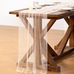 Socomi Pearl Table Runner Tulle Ivory White Summer 10ft X 1pc,