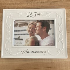 25th Anniversary White Porcelain Photo Frame Bisque Malden New No Box