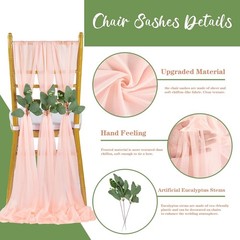Blush Chair SashesWedding Aisle Decorations:24Packs 8ft Long Draping
