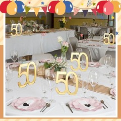 Threehoney 6 Pcs Mirror Gold 50th Birthday Decorations for Men and Women