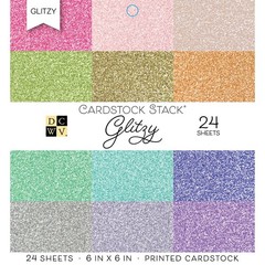 American Crafts DCWV PS-005-00568 Card Stock 6X6 Glitzy 6 X6, Multicolor