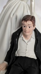 Wedding Cake Topper Brunette Bride Dragging Reluctant Groom Now I Have You