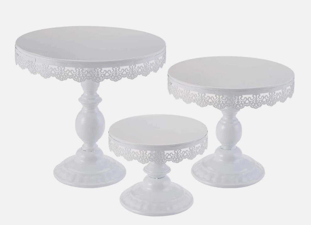 Set of 3 Cake Stands, 8″ & 10″ & 12″ round Cupcake Display Metal
