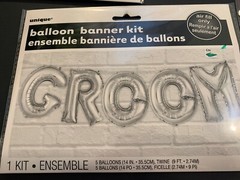 GROOM Wedding BACHELOR Party Hanging Signs, Silver Balloon Kit New
