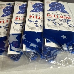 Patriotic USA 4th July Party Decor Fabric Pull Bow 6” BLUE WHITE STARS LOT of 4