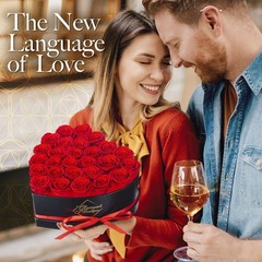 GLAMOUR BOUTIQUE 27 Flower Forever Heart Shape Box, 27 Roses, Red 27 Roses