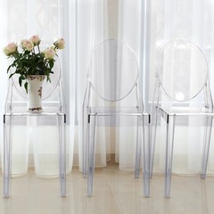 4 CLEAR Stackable Transparent Acrylic Banquet CHAIRS Oval Back Party Decorations