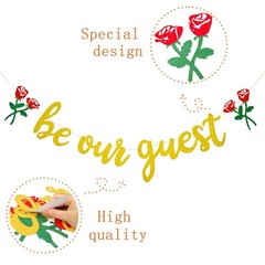 Be Our Guest Gold Sign Banner – Reception for Beauty 3 Piece Set,