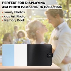 2 Pack Small Photo Album 4×4 Hold 64 Leather inches, 2Pack Black