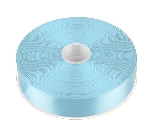 1 1/2 Inch Solid Satin Ribbon, 100 Yards Double Faced Satin for Wathet blue
