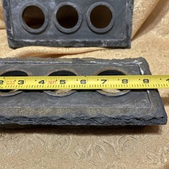 Set of 2 Tea Light Concrete and Slate Primitive Outdoor 3 Hole Candle Holder