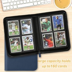 4 Pocket Ringless Side Loading Trading Card Binder, 160 Cards PU Fixed Page Z…