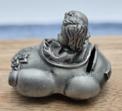 Vintage Pewter Bride & Groom Car Place Card Holder Wedding Table Decor Single
