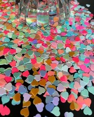 Iridescent Heart Confetti Valentines Day Table Scatter Sequins Heart Multicolor